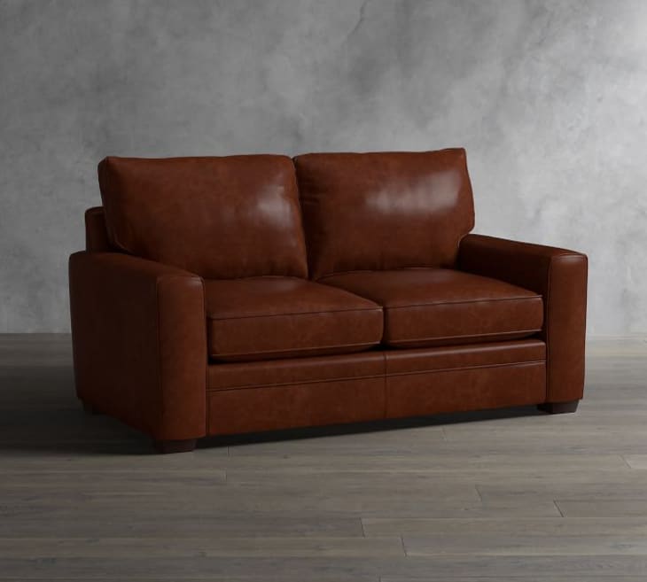 Pottery barn leather online sofa for sale